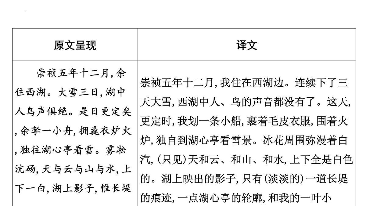 2023年中考语文一轮专题复习：古诗文阅读之课内文言文逐篇梳理九年级第3篇《湖心亭看雪》课件第2页