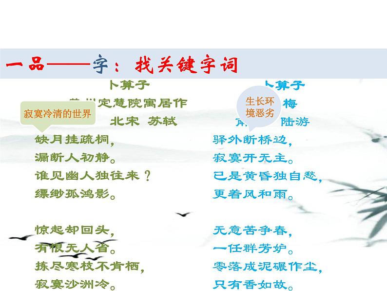 第六单元课外古诗词诵读《卜算子·黄州定慧院寓居作》《卜算子+咏梅》课件06