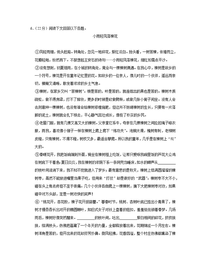2022-2023学年安徽省安庆市九年级上册期中语文专项提升模拟题（AB卷）含解析第3页