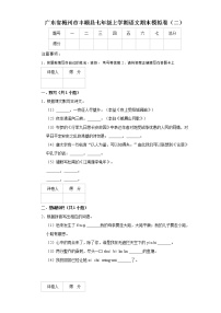 广东省梅州市丰顺县2022-2023学年七年级上学期期末模拟语文试卷（二）(含答案)