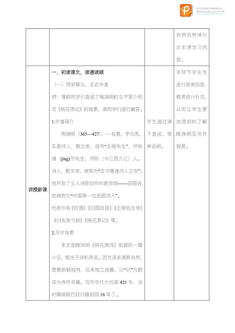 09  桃花源记（第一课时）（教案+课件+练习）-2022-2023学年八年级语文下册同步精品课件+教案+练习02