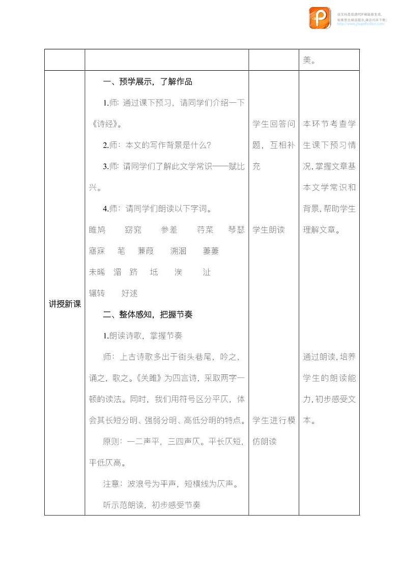 12 《诗经》二首（第一课时）（教案）-2022-2023学年八年级语文下册同步精品课件+教案+练习第2页