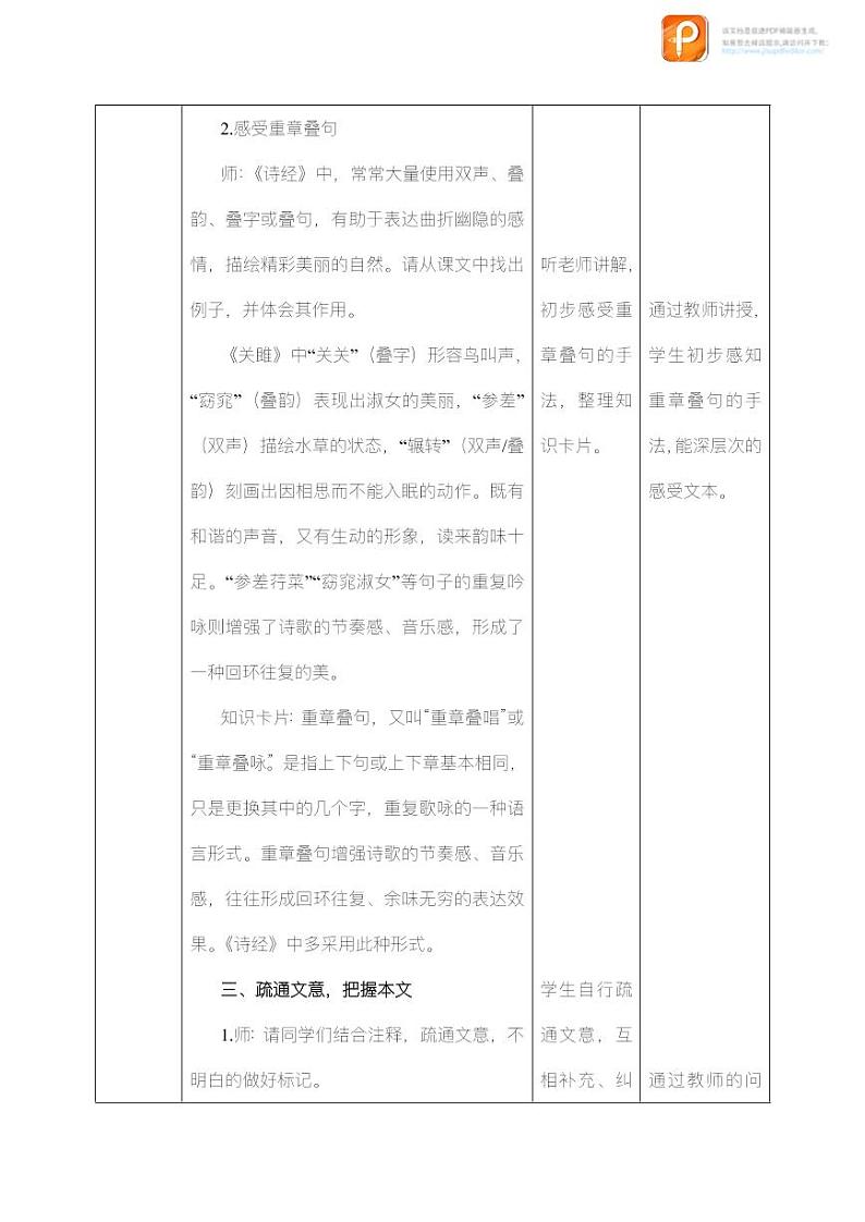 12 《诗经》二首（第一课时）（教案）-2022-2023学年八年级语文下册同步精品课件+教案+练习第3页