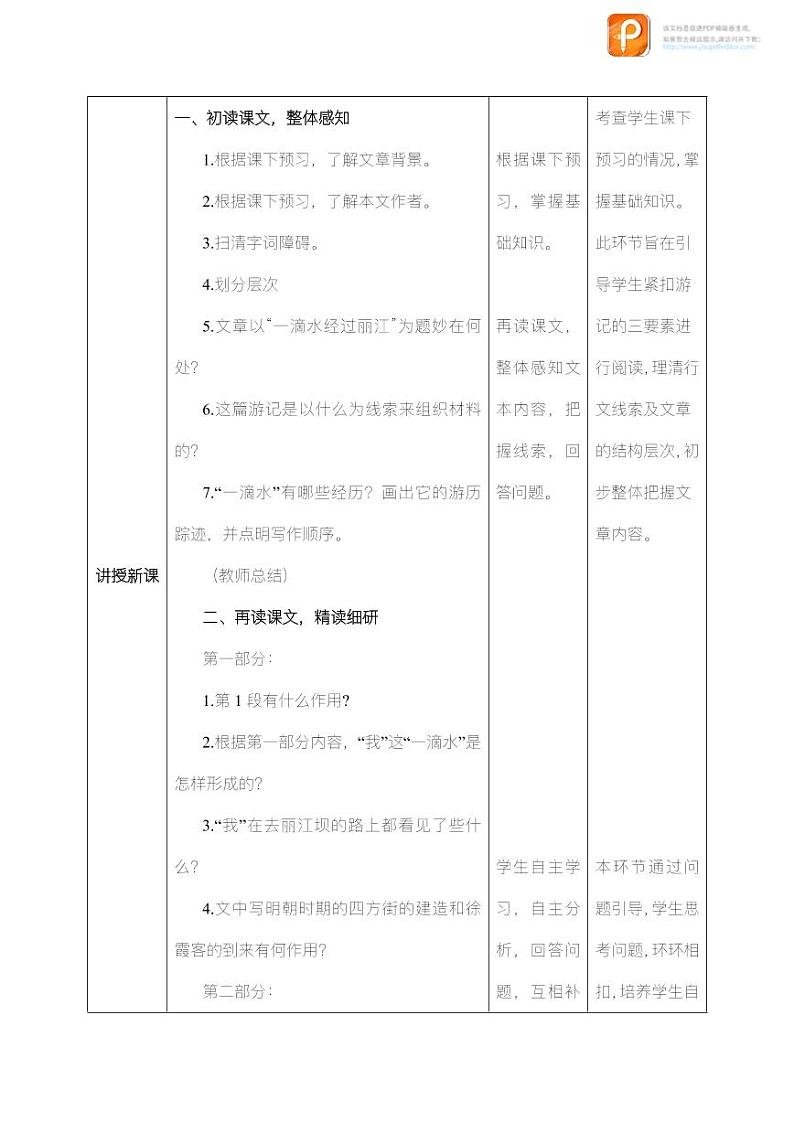 20  一滴水经过丽江（第一课时）（教案+课件+练习）-2022-2023学年八年级语文下册同步精品课件+教案+练习02