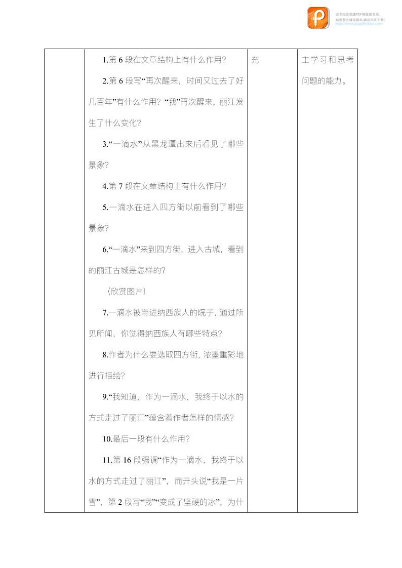 20  一滴水经过丽江（第一课时）（教案+课件+练习）-2022-2023学年八年级语文下册同步精品课件+教案+练习03