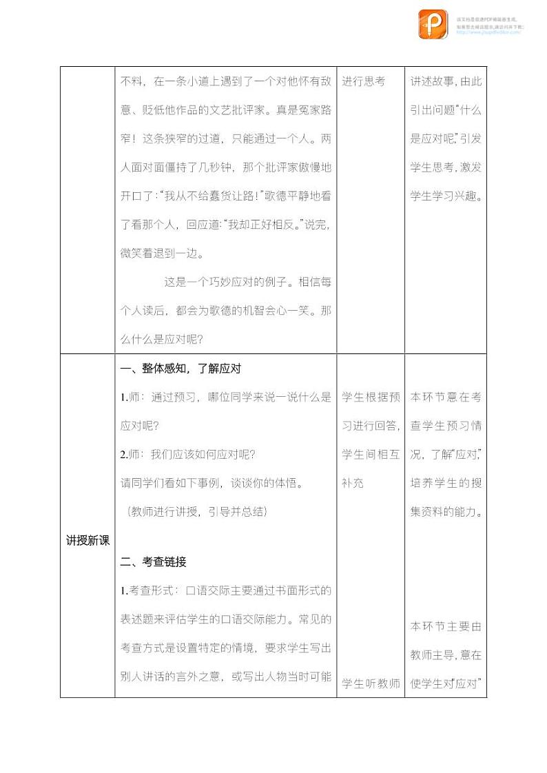 口语交际：应对（教案）-2022-2023学年八年级语文下册同步精品课件+教案+练习第2页