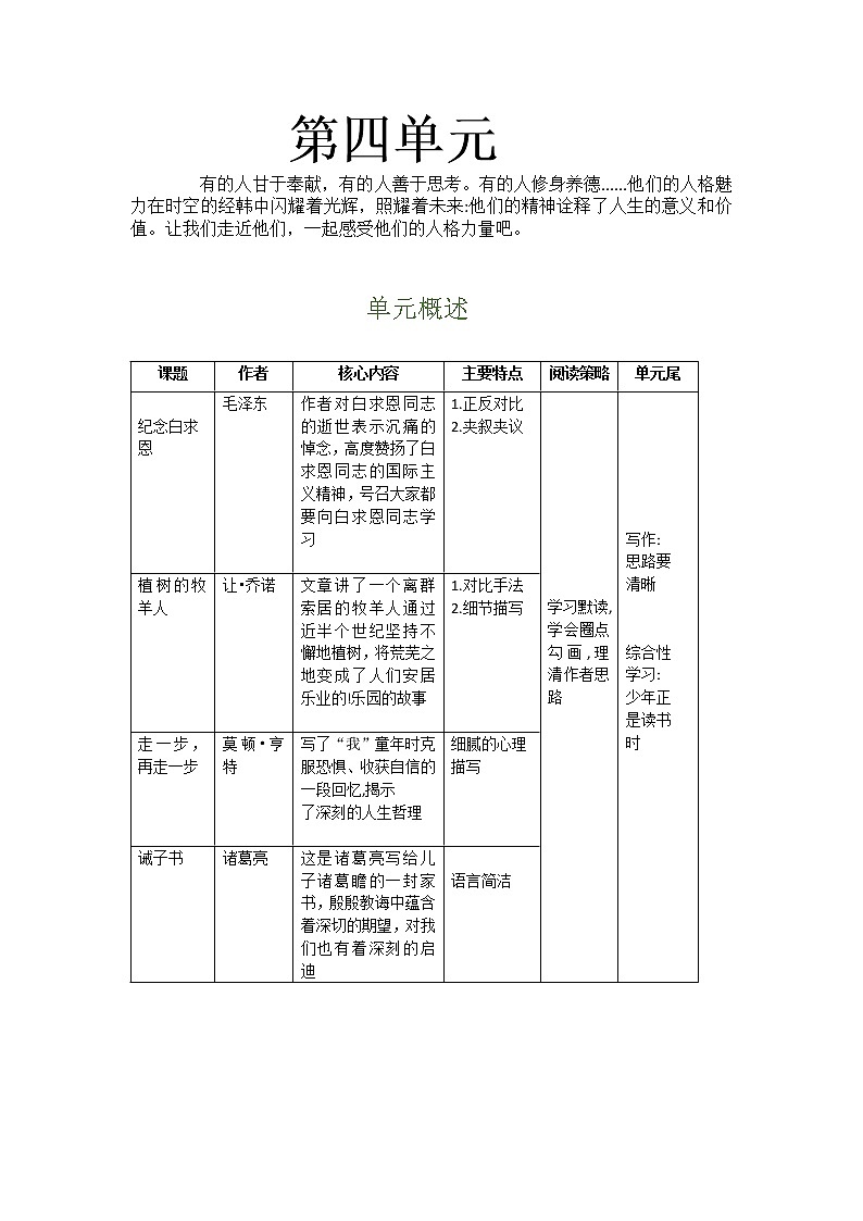 第四单元 第十二课 纪念白求恩-【教材解读】人教部编版语文七年级上册 试卷01