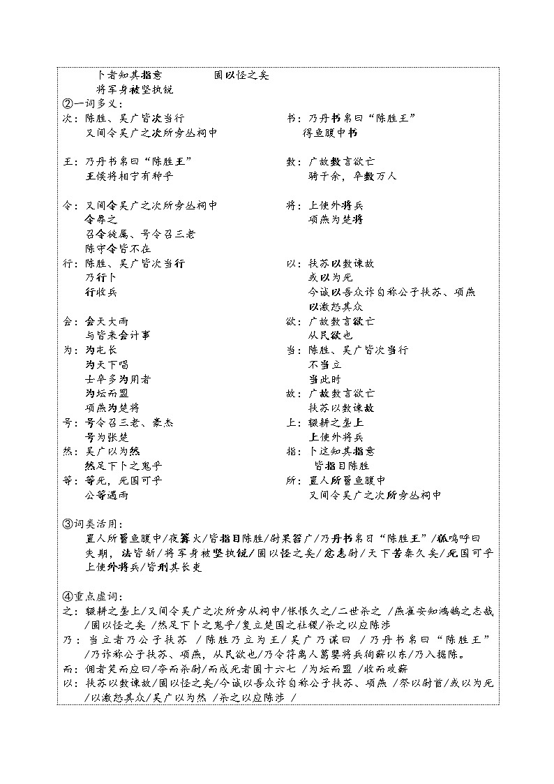 陈涉世家 复习学案02