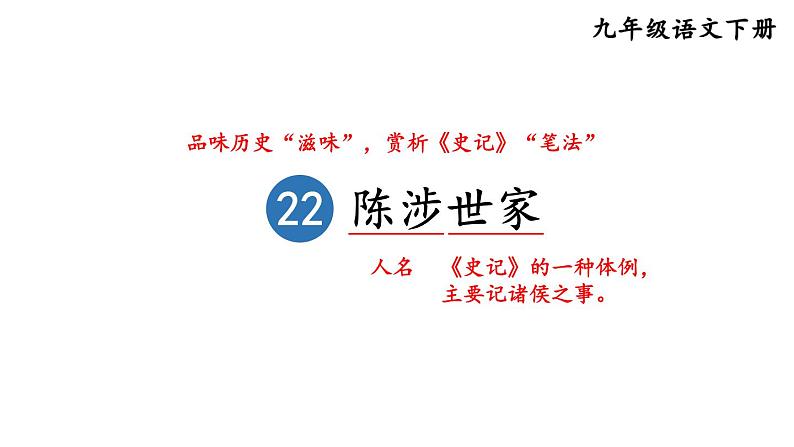 部编版九年级语文下册--22 陈涉世家（精品课件）第1页