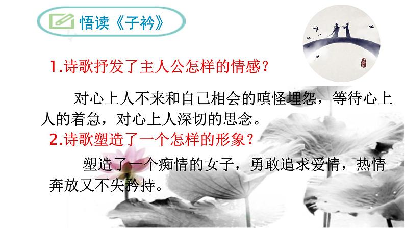 部编版八年级语文下册--第三单元课外古诗词诵读-子衿（课件1）第7页