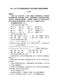 2022-2023学年安徽省合肥市八年级上册语文期末仿真模拟（AB卷）含解析