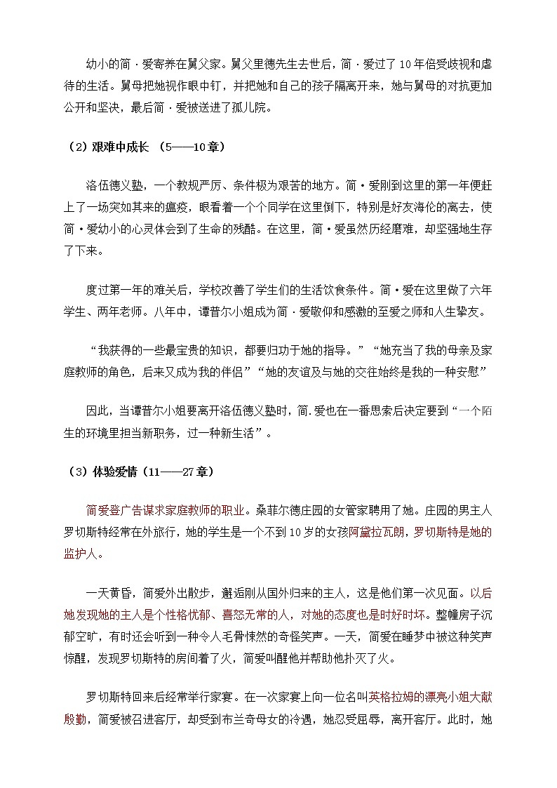 【备考2023】中考语文一轮复习《名著阅读》知识点精炼——12.《简爱》第2页