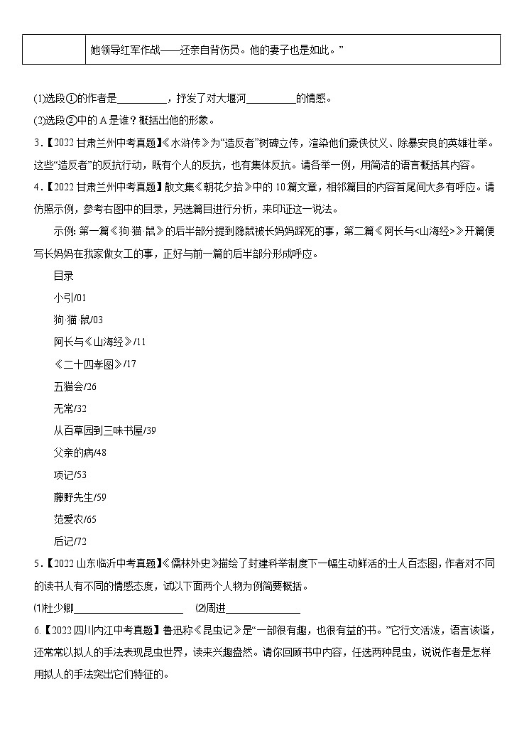 【备考2023】 部编版中考语文一轮复习专题精练  专题06：名著导读（解析版）第2页