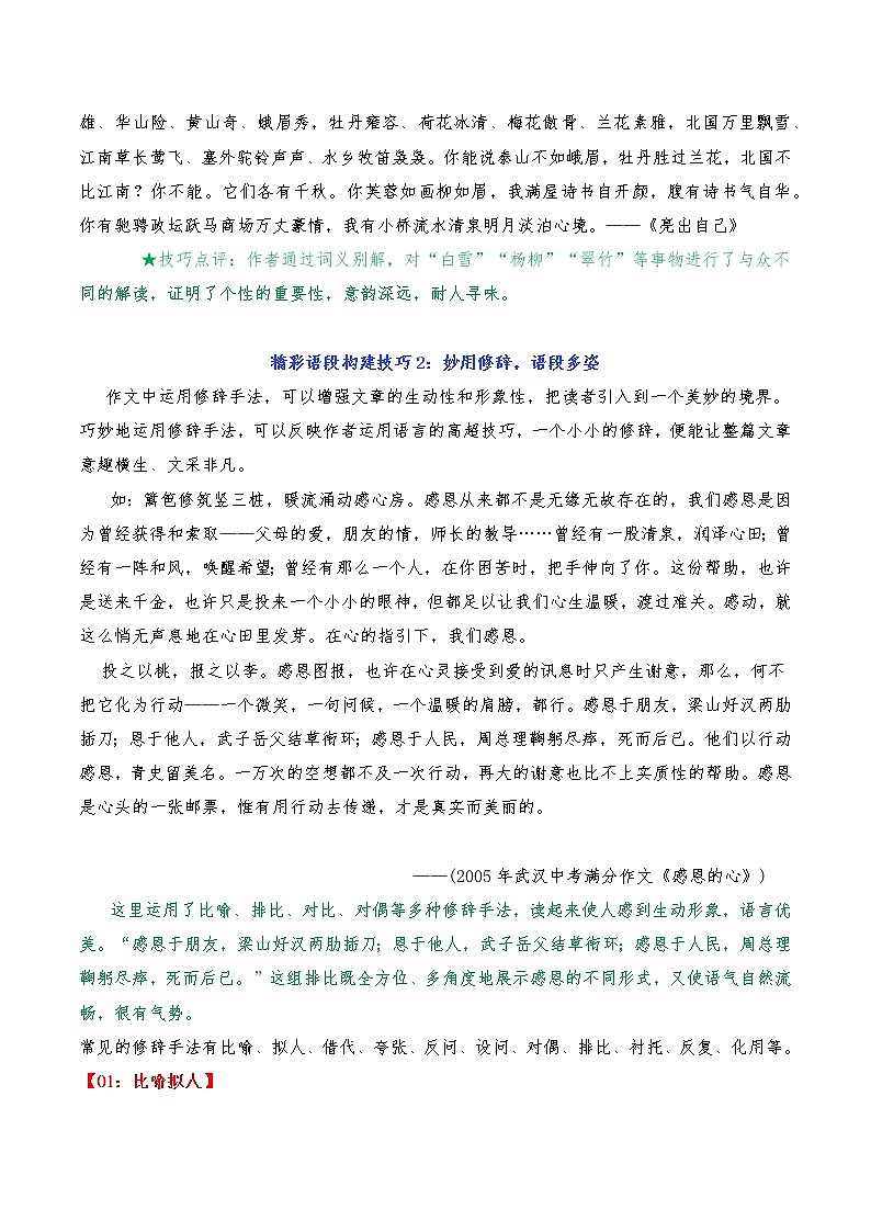 专题17 中考满分作文必备语段构建技巧-2023年中考语文考场作文专项训练+素材超市第3页