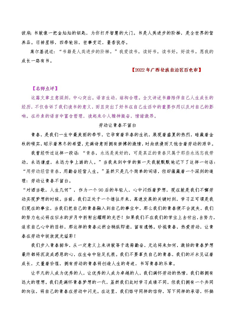 专题20  中考作文满分典范-2023年中考语文考场作文专项训练+素材超市第2页