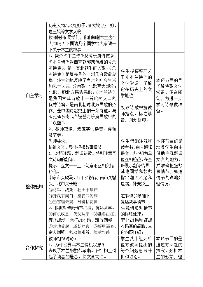 部编版七年级语文下册--9.木兰诗（教学设计1）第2页
