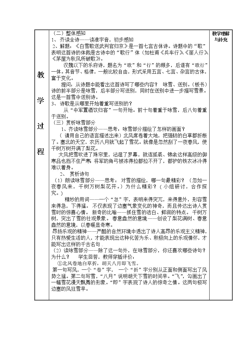 部编版九年级语文下册--24.诗词曲五首-白雪歌送武判官归京（教学设计2）第2页