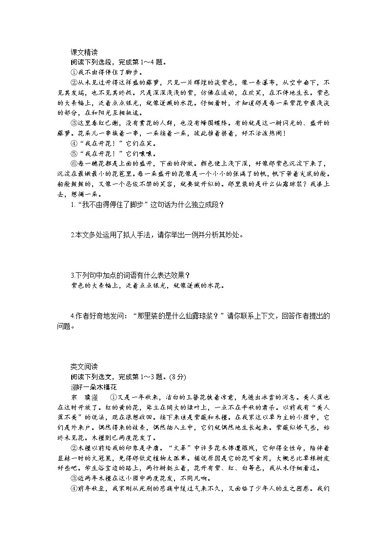 第18课《紫藤萝瀑布》导学案第3页