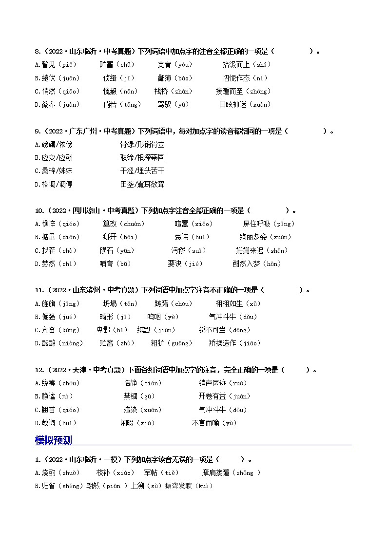 热点01 字音-2023年中考语文【热点·重点·难点】专练（全国通用03