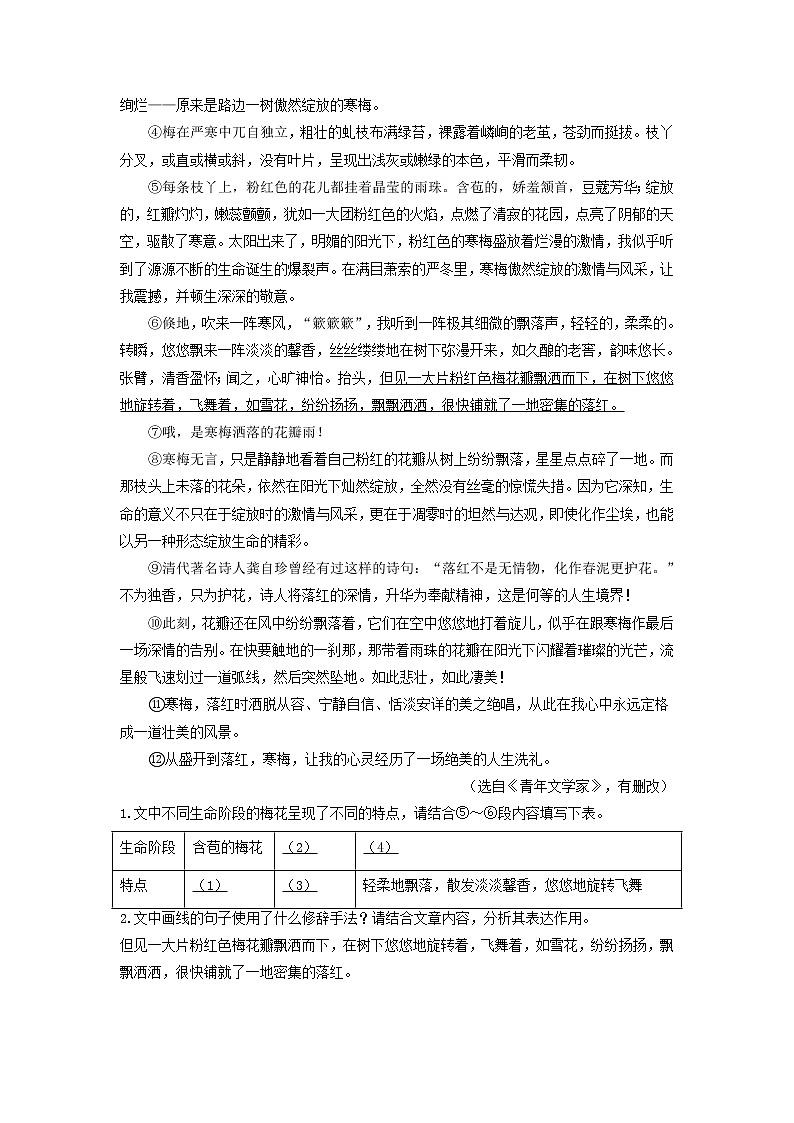 重点09 文学类文本阅读——散文-2023年中考语文【热点·重点·难点】专练（全国通用02