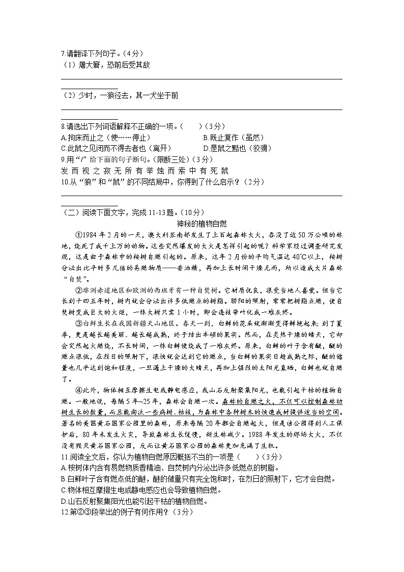 广东省雷州市2022-2023学年七年级上学期期末语文试题03