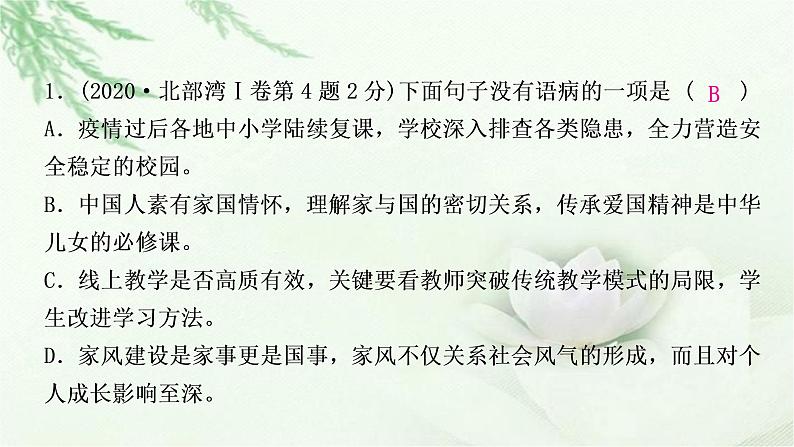 中考语文复习识记（积累）专题四病句辨析与修改教学课件第3页