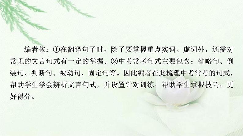 中考语文复习专题文言文阅读（三）句子翻译迁移训练教学课件第2页