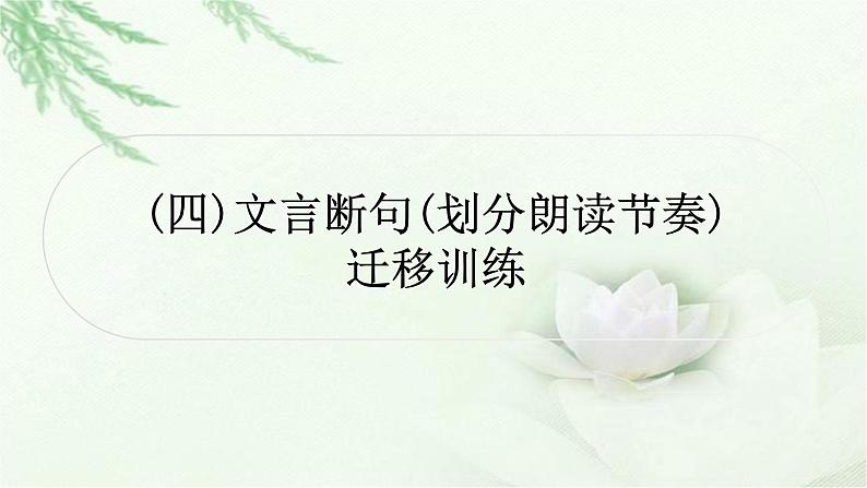 中考语文复习专题文言文阅读（四）文言断句（划分朗读节奏）迁移训练教学课件01