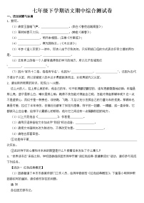 安徽省2023年七年级下学期语文期中综合测试卷【含答案】