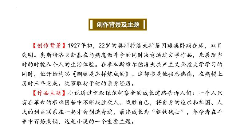 《钢铁是怎样炼成的》名著知识点梳理与精讲课件第5页