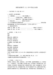 2021年湖南省邵阳市中考语文真题（教师版）