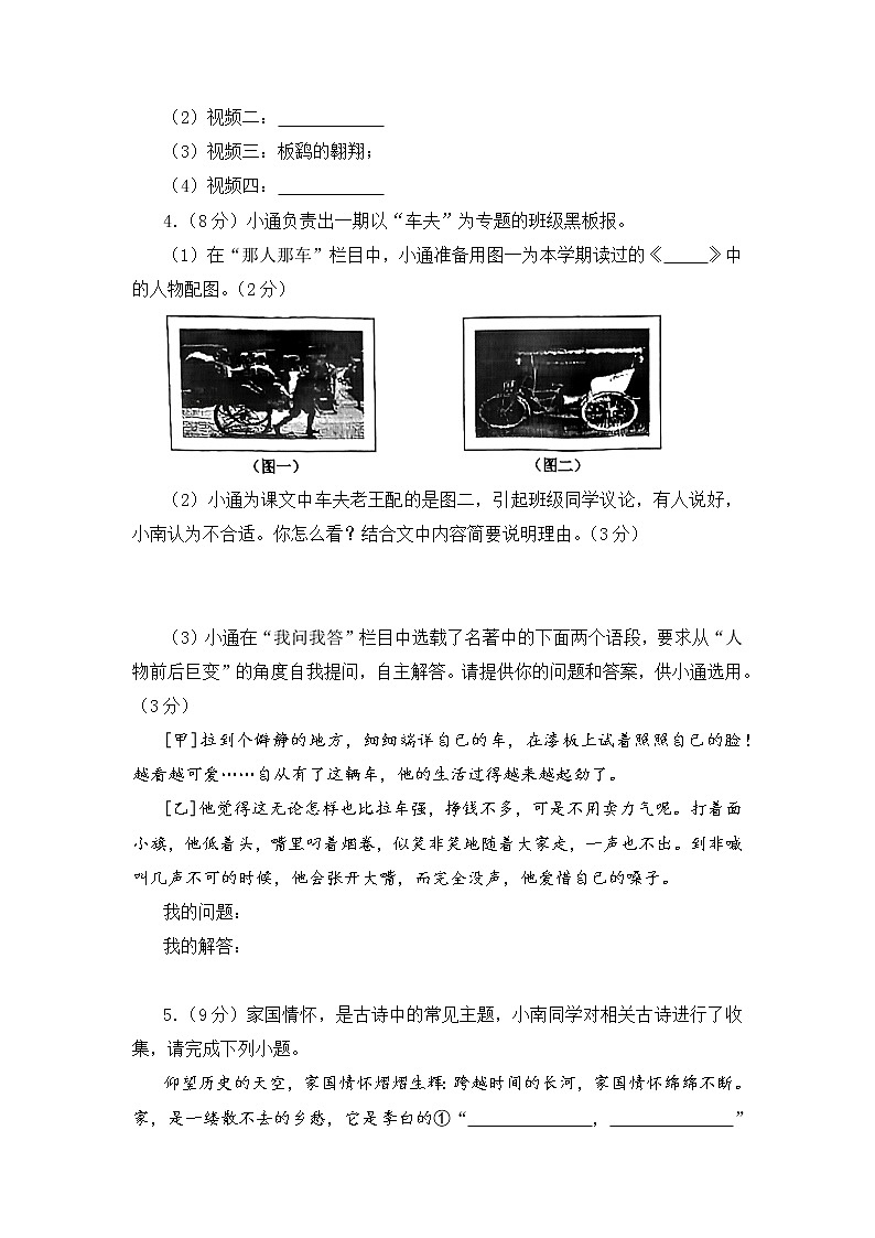 人教版七年级下册语文——期中检测卷1【含答案解析】第2页