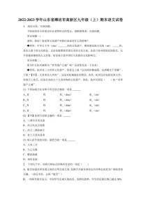山东省潍坊市高新区2022-2023学年九年级上学期期末考试语文试卷