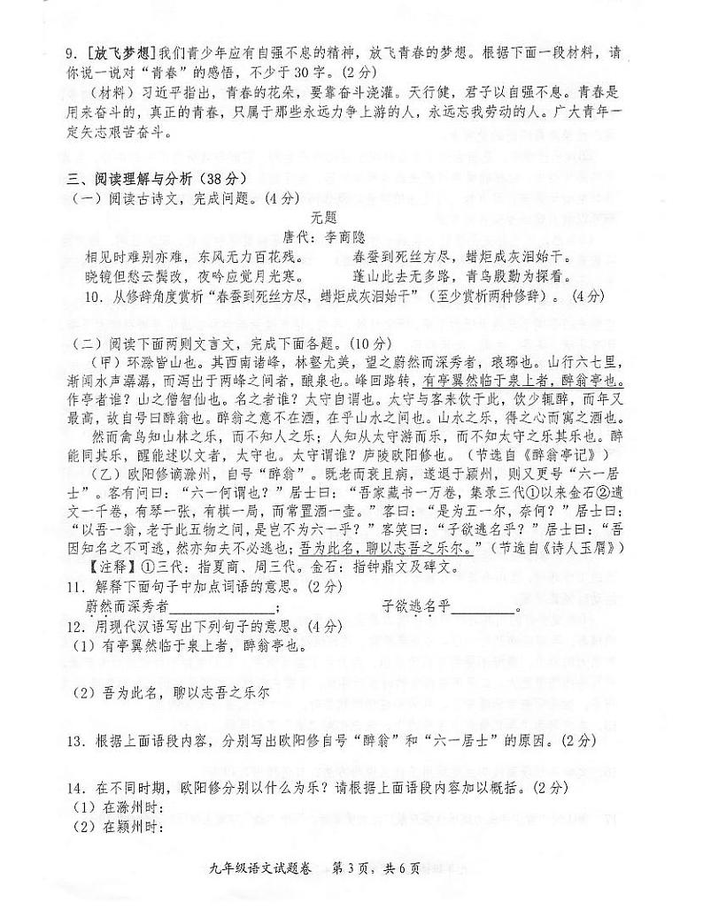 广西壮族自治区河池市凤山县2022-2023学年九年级上学期期末考试语文试题03