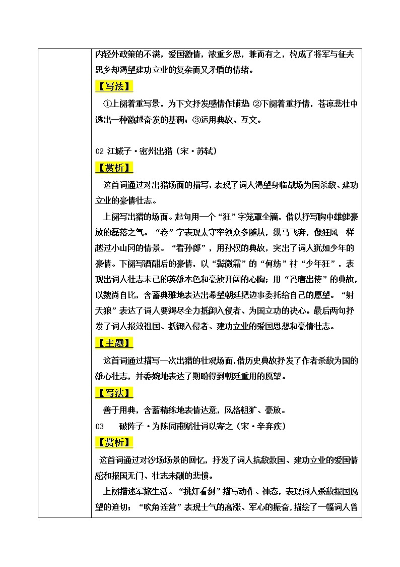 古诗复习  教案  部编版语文九年级下册03