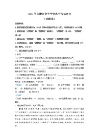 2022年安徽省中考语文真题（教师版）