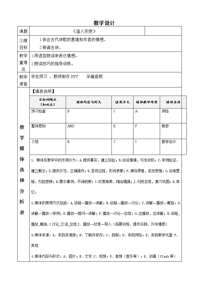 部编版七年级语文下册--第三单元课外古诗词-逢入京使（教学设计1）01