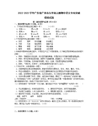 2022-2023学年广东省广州市九年级上册期中语文专项突破模拟试题（含解析）