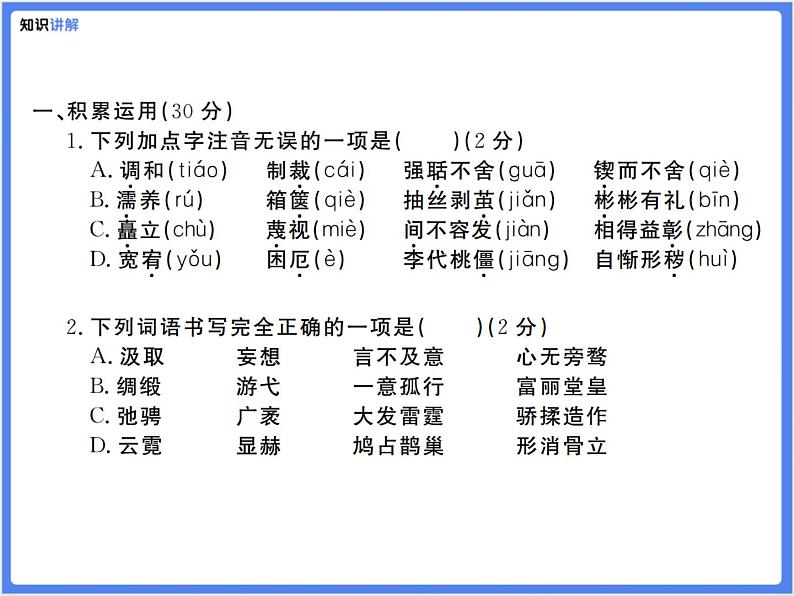 【通用版九年级下册】第二单元综合复习题（PPT展示答案）第4页