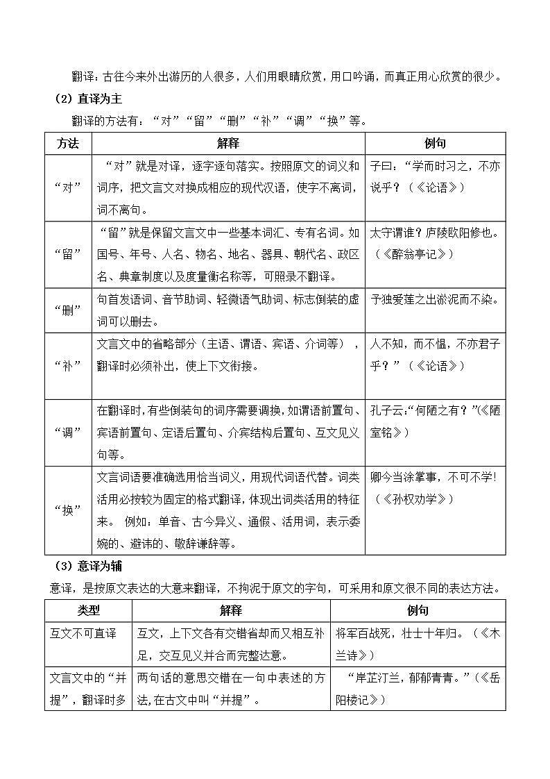 初中文言文专题5《翻译》题习题答案第2页