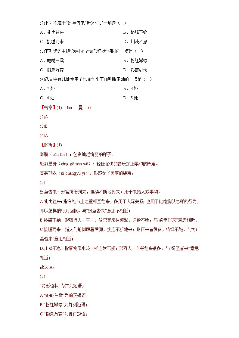 19.登勃朗峰同步练习2022-2023学年部编版语文八年级下册（解析版）第3页