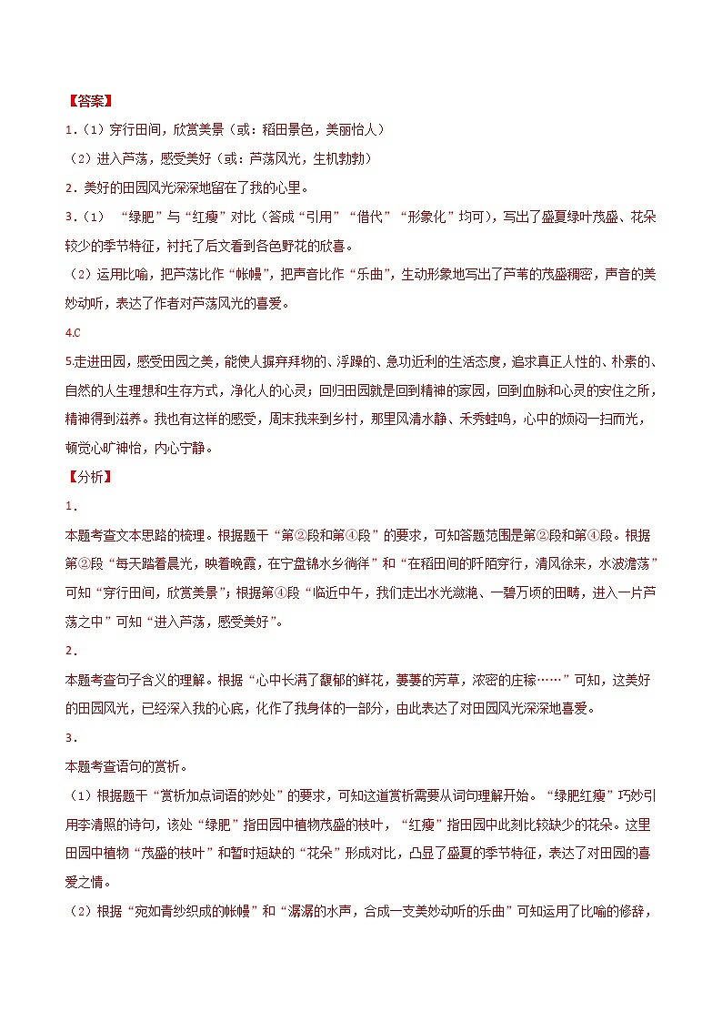 2021年中考语文真题分类汇编专题09 文学类文本阅读（第2期）（教师版）第3页