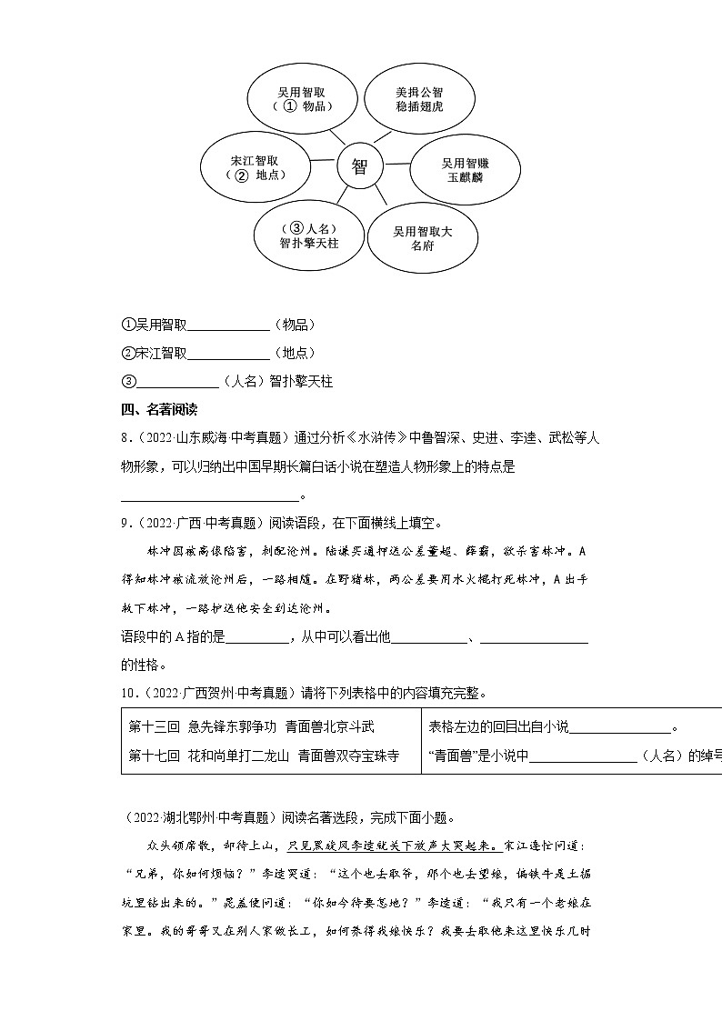 【备考2023】中考语文一轮《名著阅读》通关练10.水浒传 试卷（含答案解析）第3页