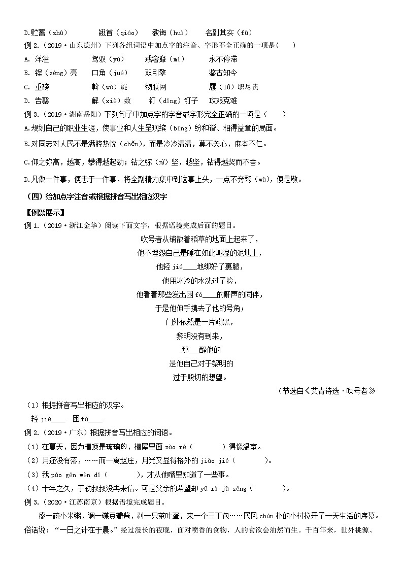 中考语文一轮复习专题01 字音字形 (含详解)第3页