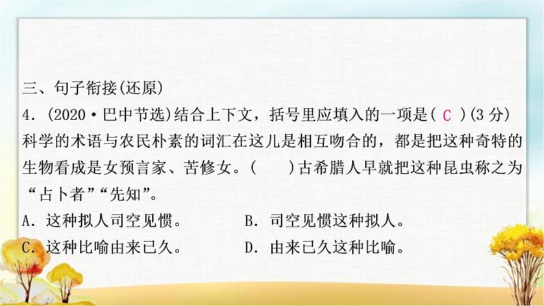 中考语文复习专题六句子排序与衔接教学课件第8页
