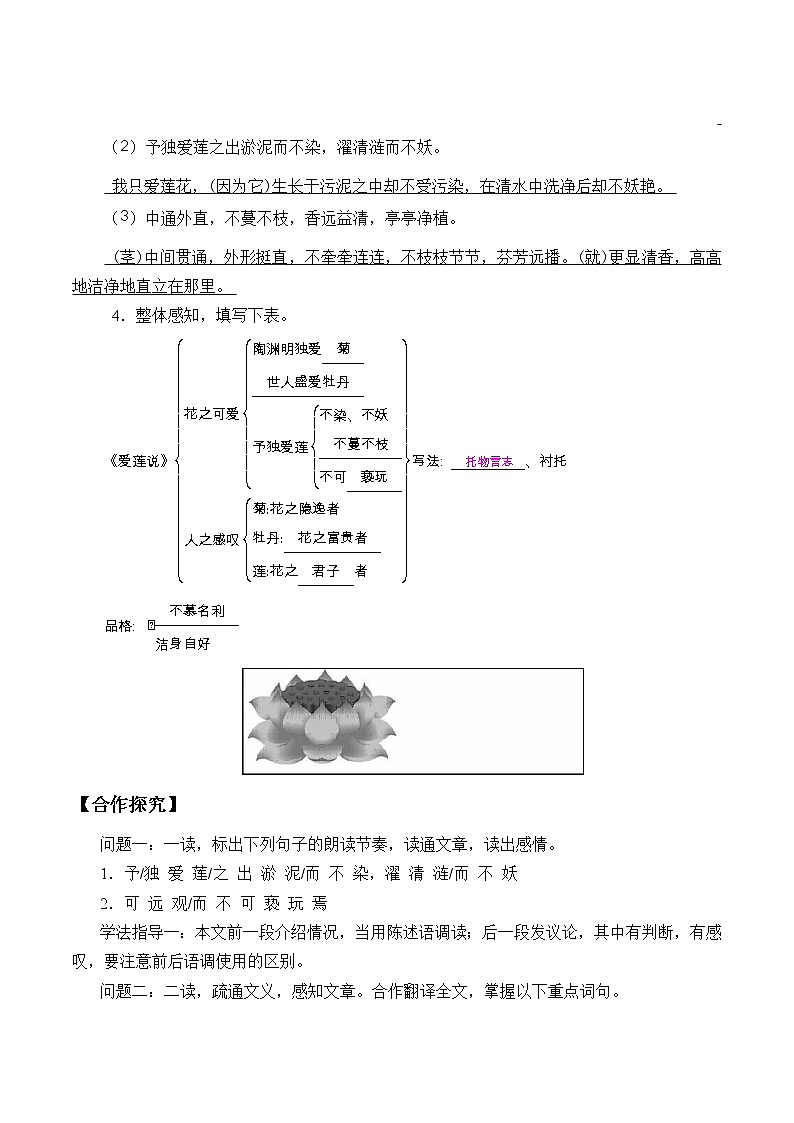 人教版（部编版）初中语文七年级下册17 短文两篇 爱莲说  学案02