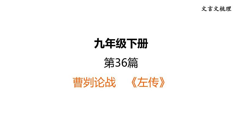 中考语文复习--九年级语文下册文言文-- 曹刿论战（课件）第1页