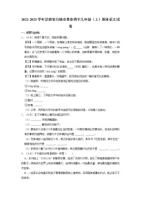 甘肃省白银市景泰县第四中学2022-2023学年九年级上学期期末考试语文试卷