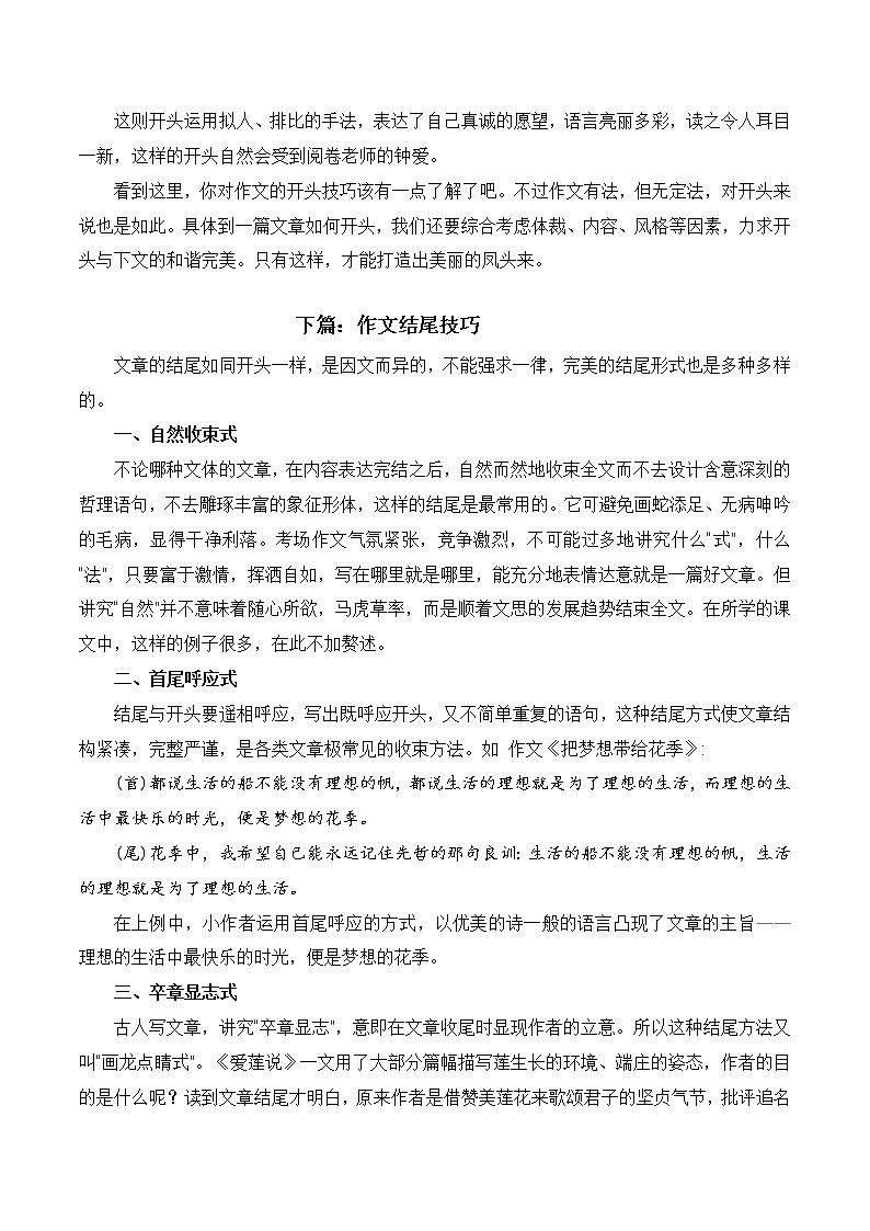 专题49 中考语文作文凤头豹尾七八谈-中考语文知识梳理与分类训练（全国通用）03