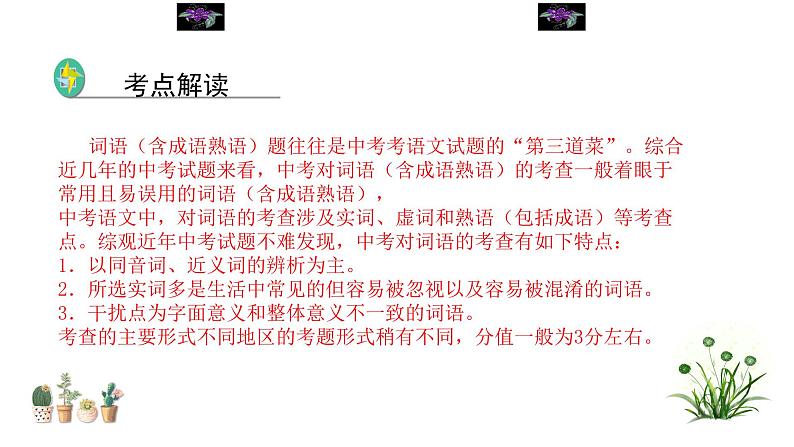2023年中考语文第二轮专题复习03  词语（含成语熟语）过关（指导课件）第2页